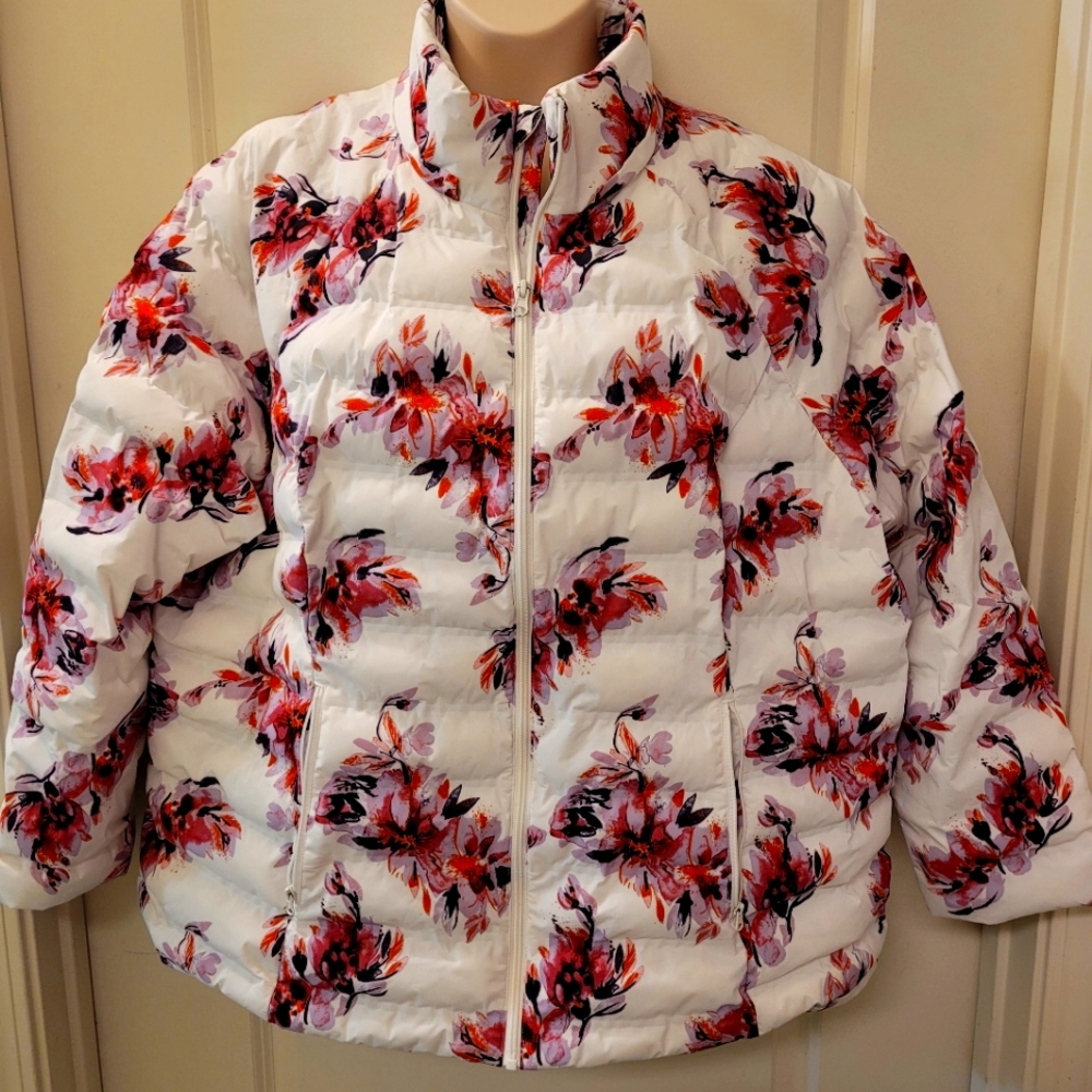 Time & Tru 2XL Floral Puffer Coat
